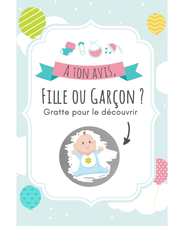 Carte à gratter annonce du sexe "c'est un garçon"
