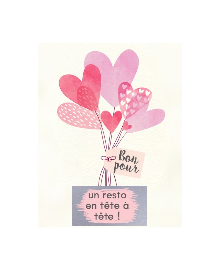 Carte à gratter saint valentin "bon pour un resto en tête à tête"