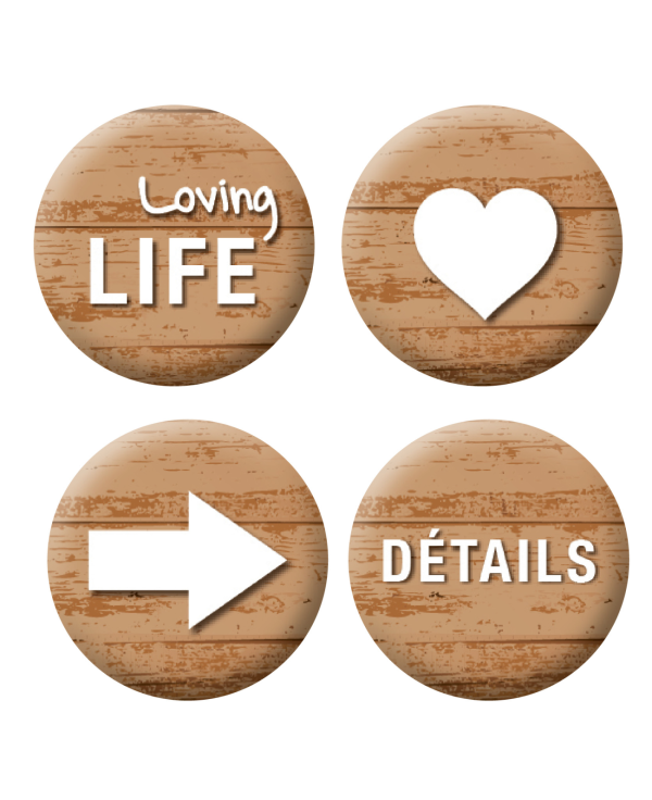 Badges motif bois loisirs créatifs