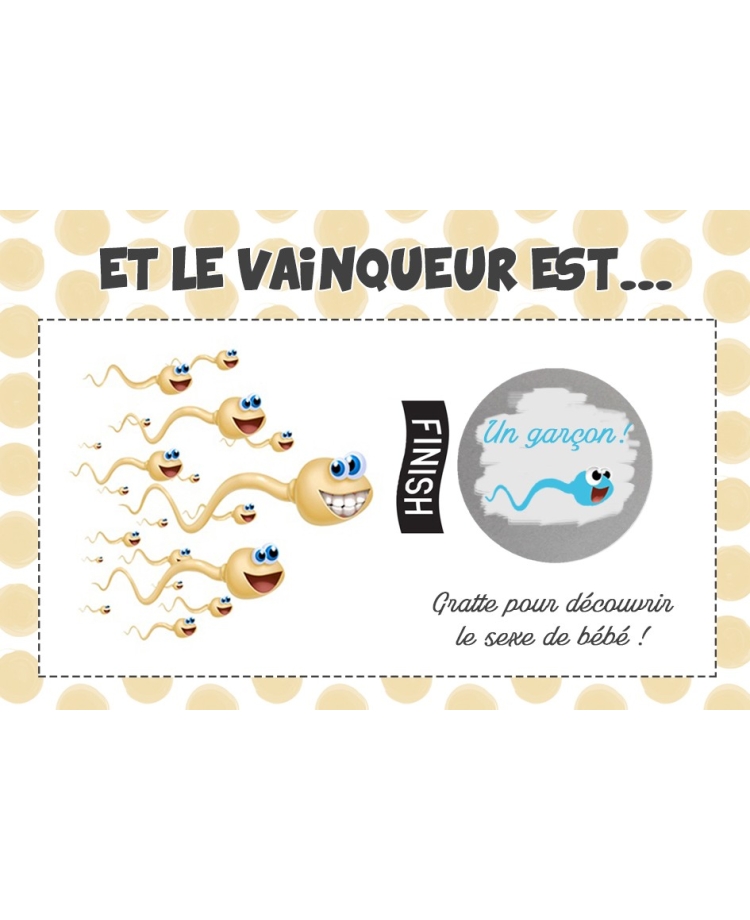 Carte à gratter annonce du sexe de façon originale, carte à gratter