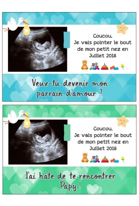Carte annonce de grossesse avec votre échographie personnalisable
