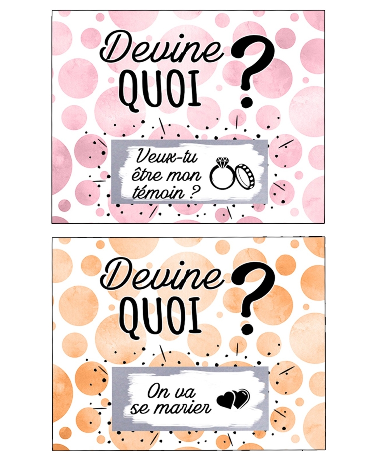 Carte à gratter pour annonce originale, mariage, grossesse