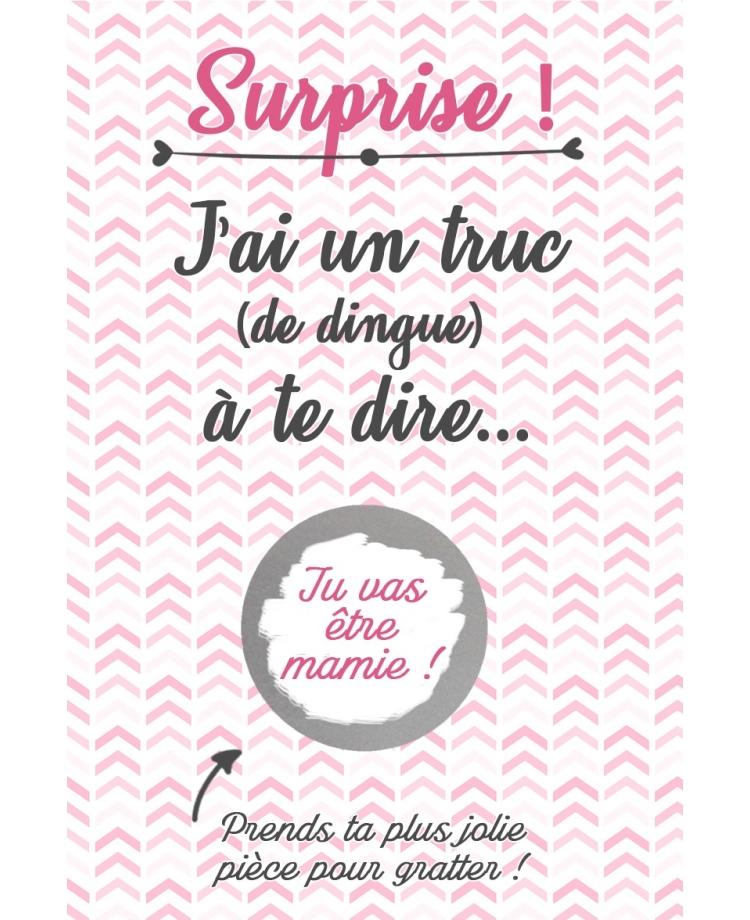 Carte à gratter "tu vas être mamie" pour annonce originale