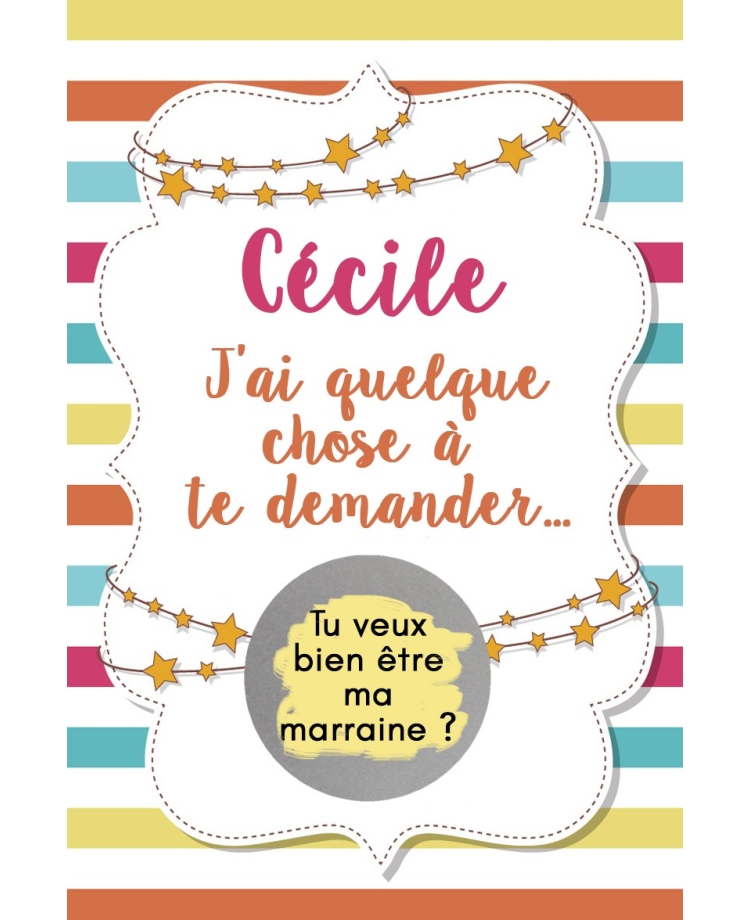 Carte à gratter "veux tu être ma marraine ?" demande originale