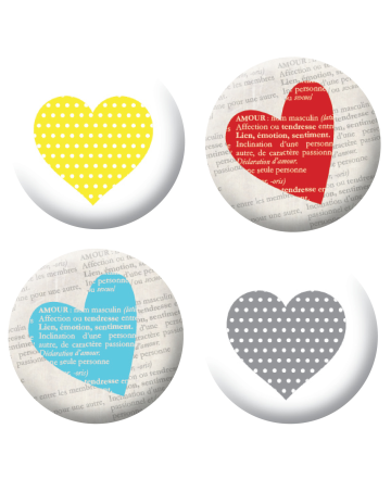 Badges coeurs colorés scrapbooking