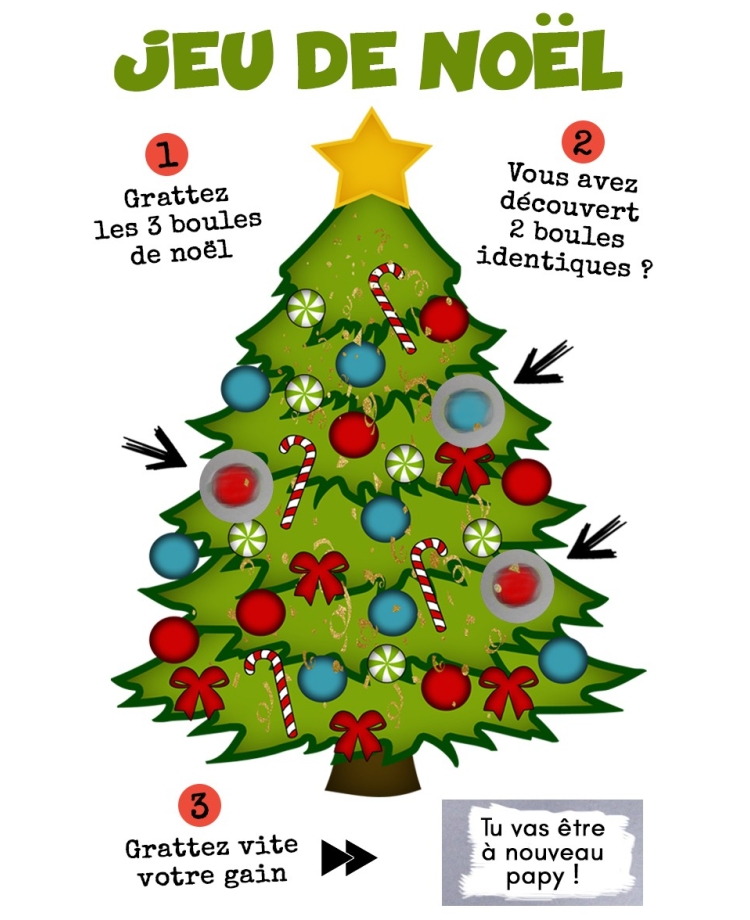 Carte à gratter "Jeu de Noël" pour annonce ou demande originale