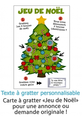Carte à gratter "Jeu de Noël" pour annonce ou demande originale