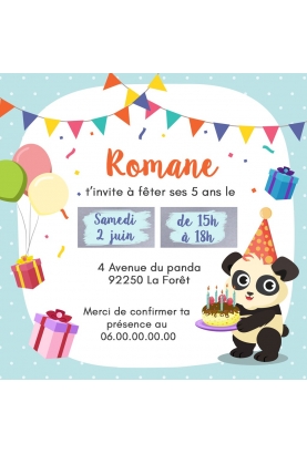 Carte d'invitation anniversaire à gratter - panda