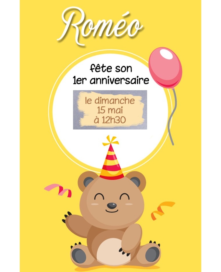 Petite carte d’invitation à gratter - 1 an de bébé