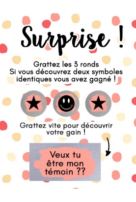 Mini carte à gratter "Surprise !" pour annonce ou demande originale