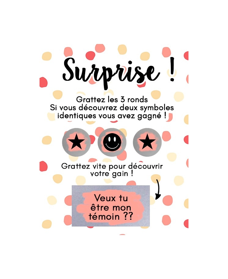 Mini carte à gratter "Surprise !" pour annonce ou demande originale
