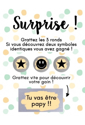 Mini carte à gratter "Surprise !" pour annonce ou demande originale