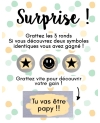 Mini carte à gratter "Surprise !" pour annonce ou demande originale