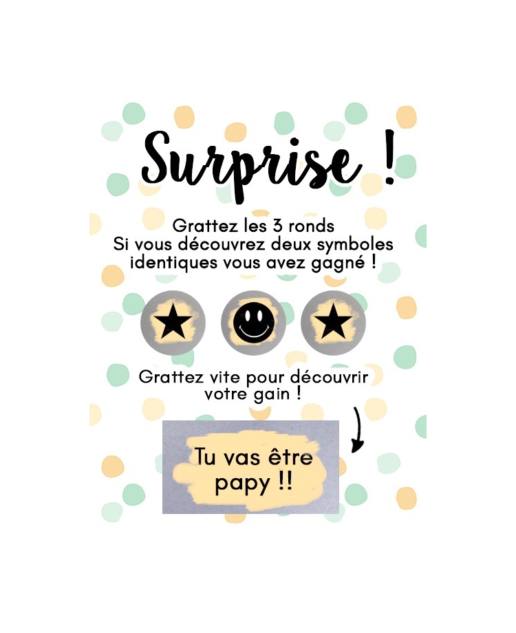 Mini carte à gratter "Surprise !" pour annonce ou demande originale