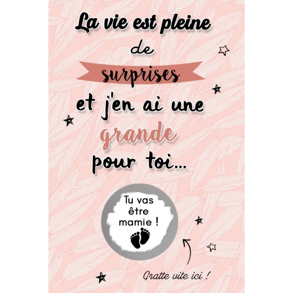 Carte à gratter "La vie est pleine de surprises" pour annonce ou demande originale