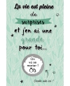 Carte à gratter "La vie est pleine de surprises" pour annonce ou demande originale