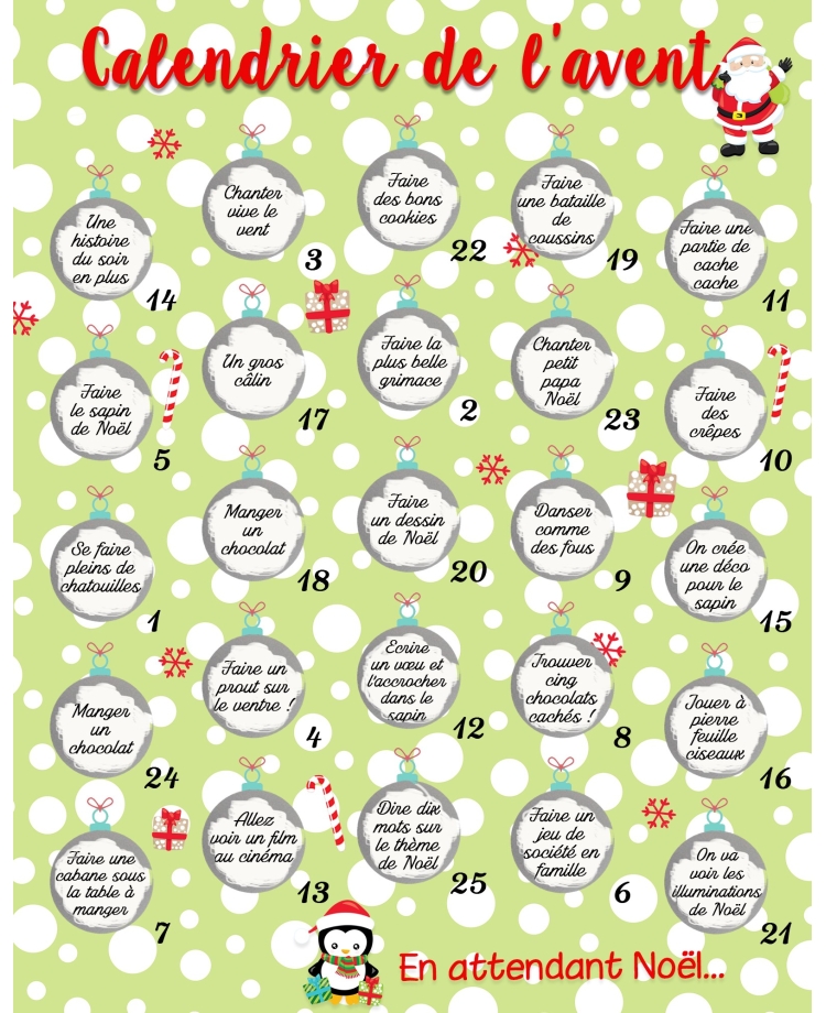 Calendrier de l'avent à gratter - personnalisable