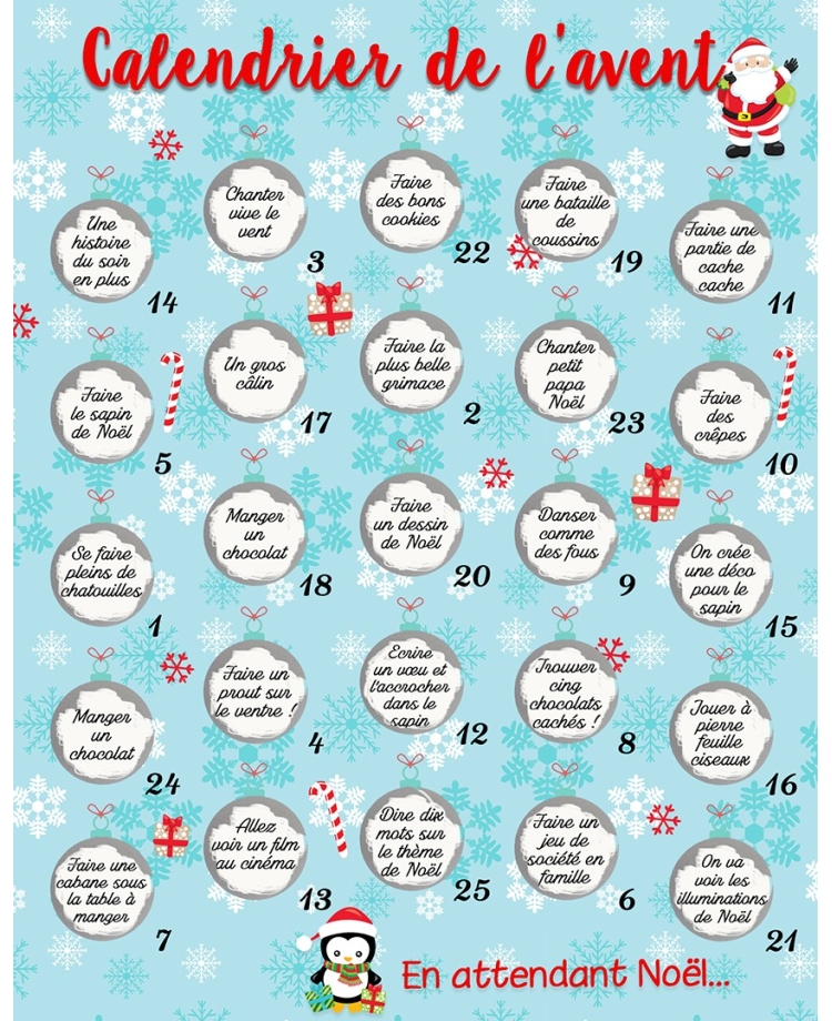 Calendrier de l'avent à gratter. calendrier avent personnaliser. cadeau calendrier avent.