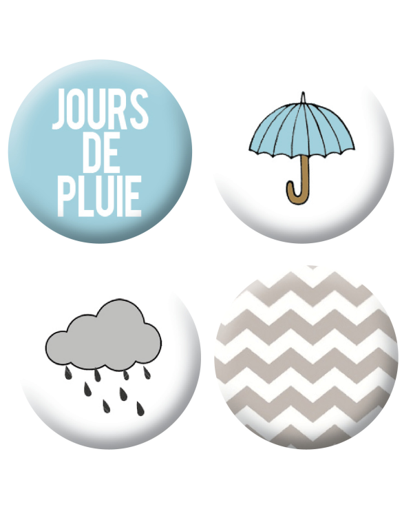Badges jour de pluie scrapbooking