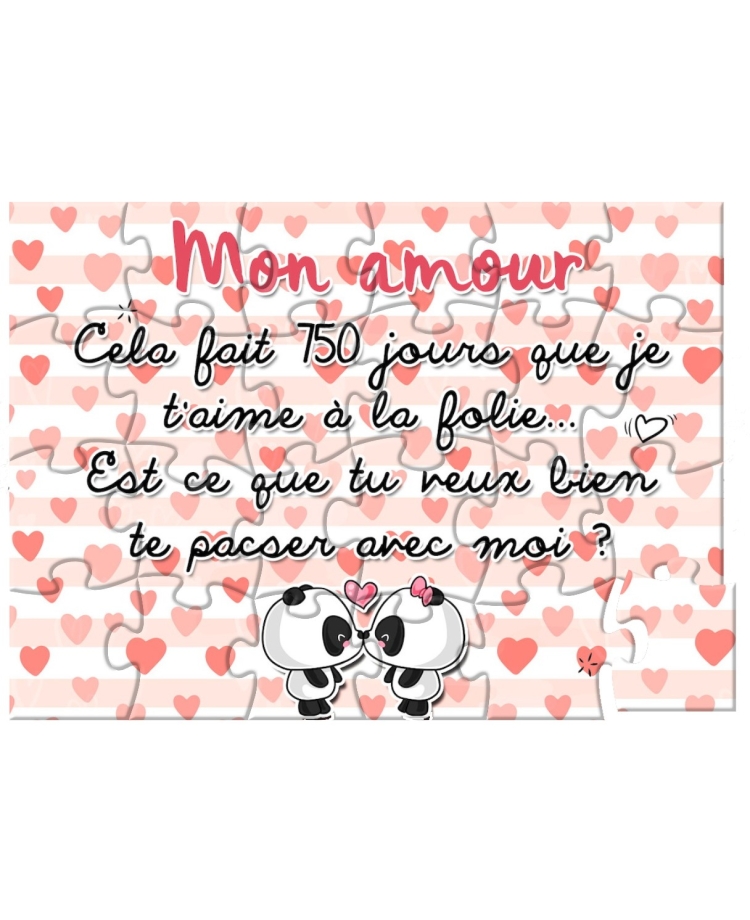 Puzzle amour pour demande en mariage ou pacs ou déclarer votre amour. puzzle demande pacs. demande mariage originale. cadeau pac