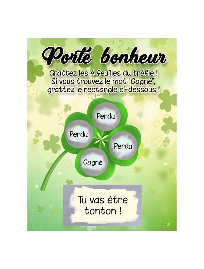 Mini Carte A Gratter Porte Bonheur Pour Annonce Originale Badgesfolie