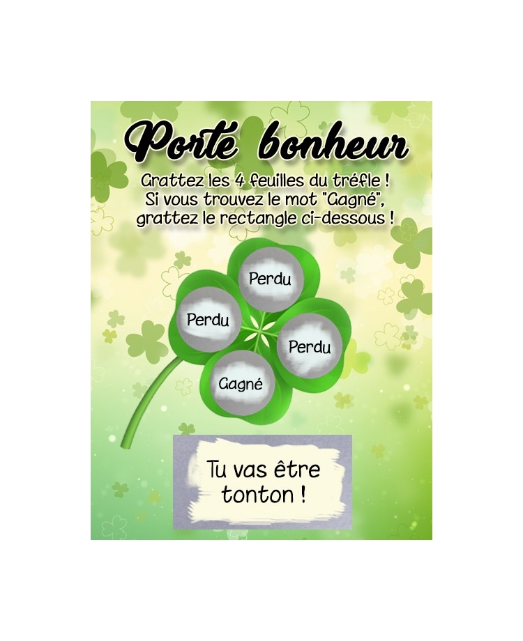 Mini-carte à gratter "Porte bonheur" pour annonce originale