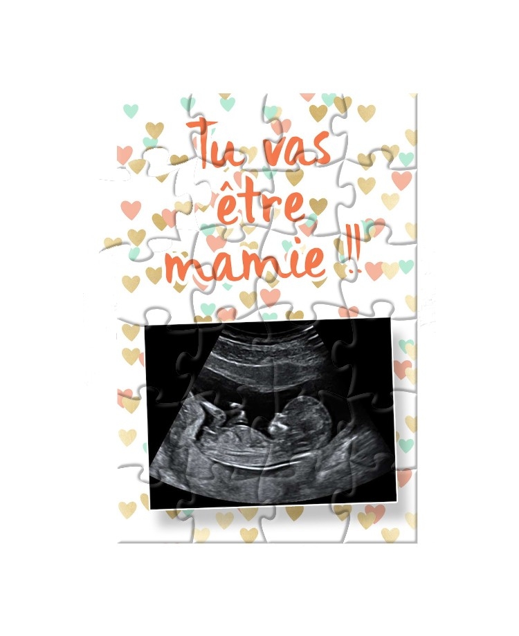 Puzzle annonce de grossesse avec votre échographie. annonce grossesse. annonce mamie