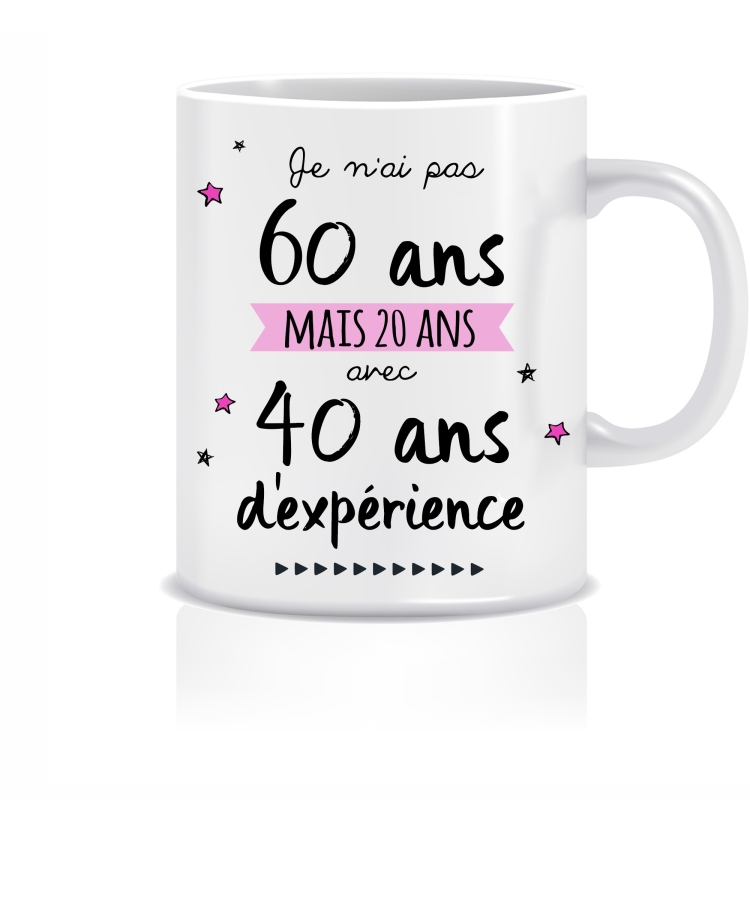 Mug anniversaire 60 ans.  mug fête. mug anniversaire. mug cadeau