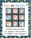 Mini-carte à gratter morpion "Fille ou Garçon ?"