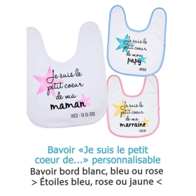 Bavoir personnalisable "Je suis le petit coeur de..."