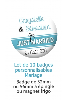 10 badges personnalisés mariage tropical