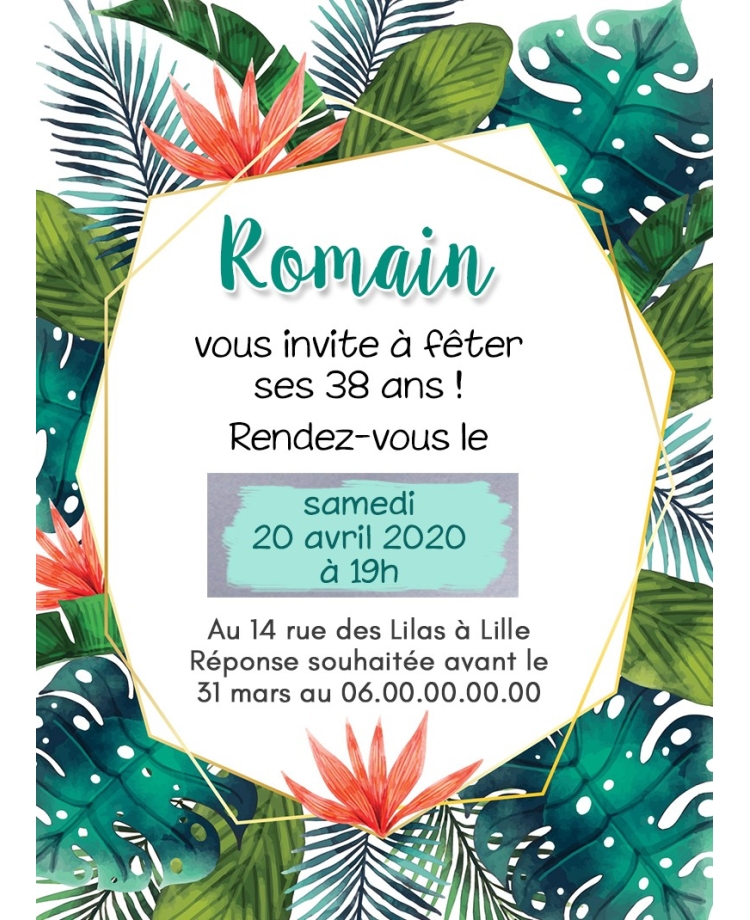 carte anniversaire. invitation adulte. invitation anniversaire