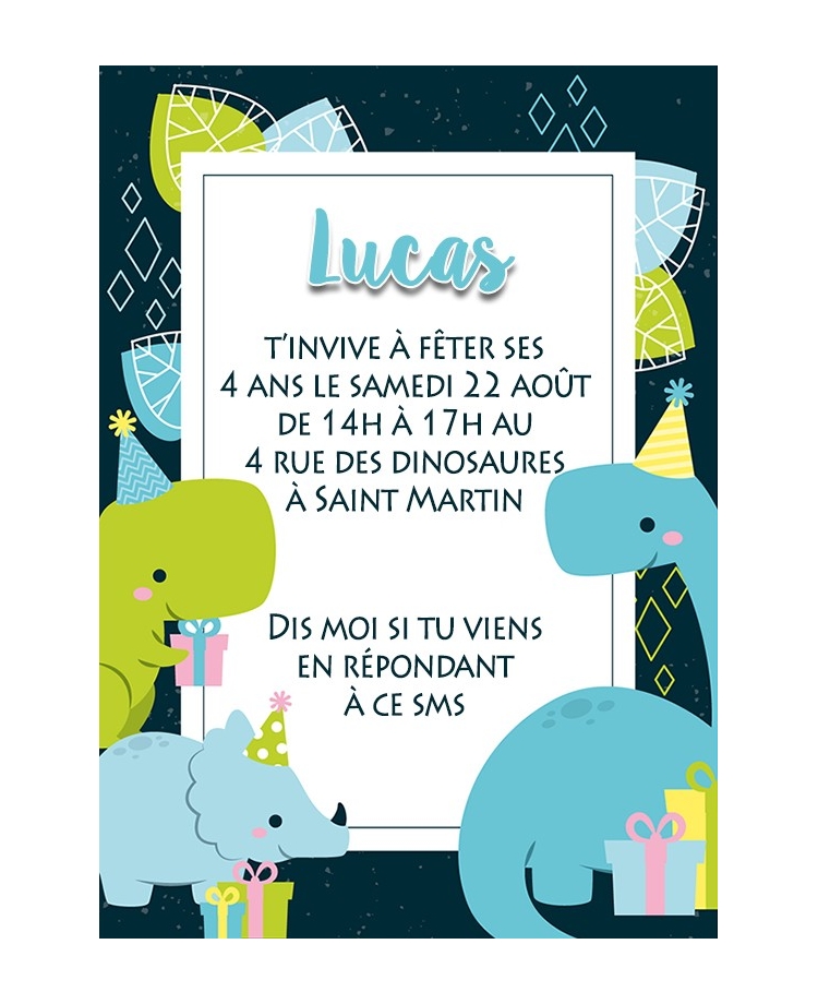 invitation anniversaire digitale dinosaure