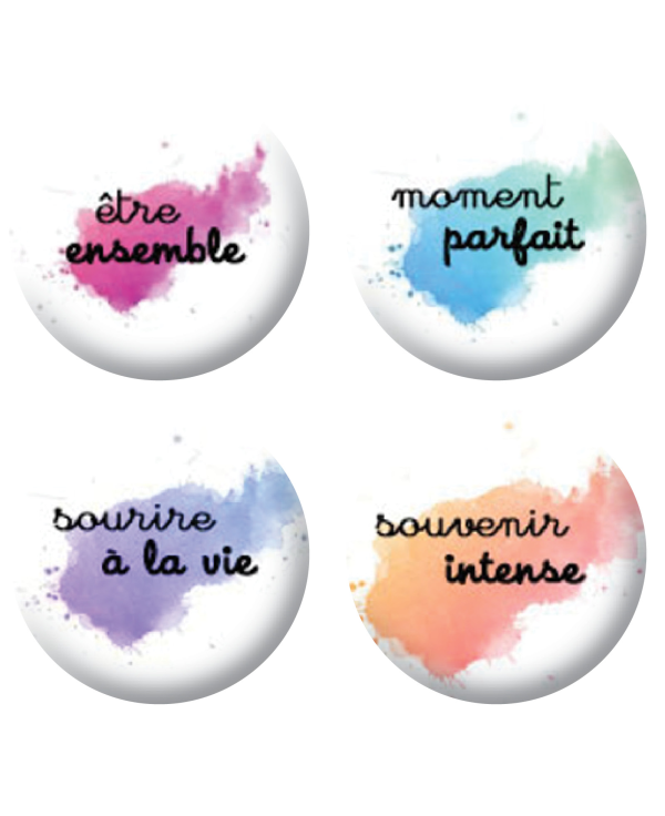 Badges textes taches scrapbooking