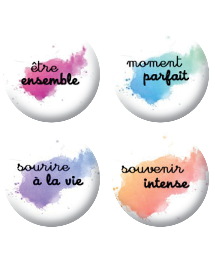Badges textes taches scrapbooking