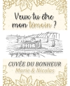 Etiquette bouteille de vin ou champagne pour votre mariage - cuvée du bonheur