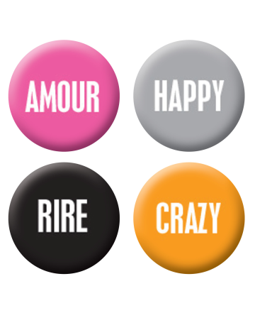 Badges mots colorés scrapbooking