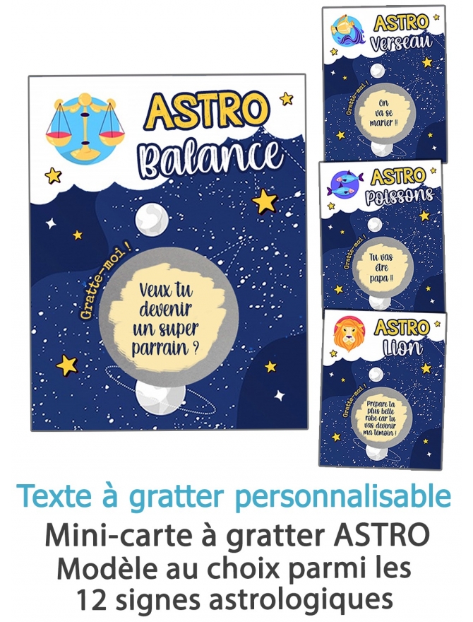 Mini-carte à gratter ASTRO pour annonce ou demande originale