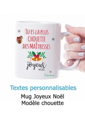 Mug Joyeux Noël personnalisable - Chouette