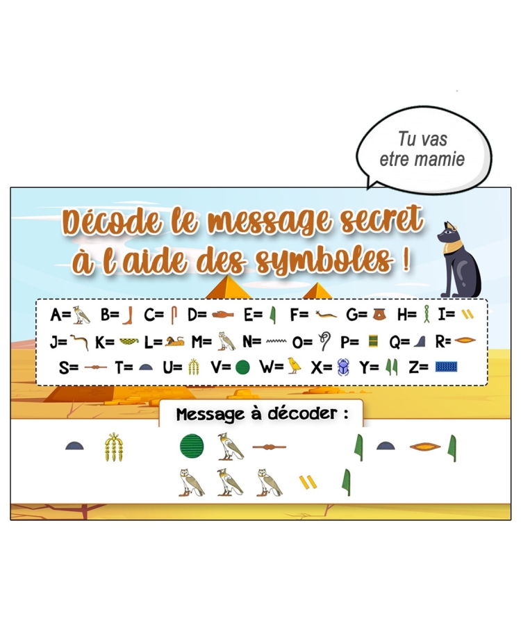 message hiéroglyphe. message déchiffrer. annonce nouvelle originale