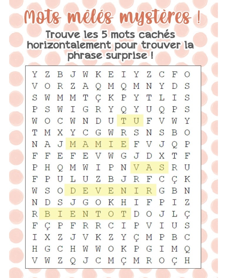Etiquette bouteille de vin ou champagne mots mélés tu vas etre mamie
