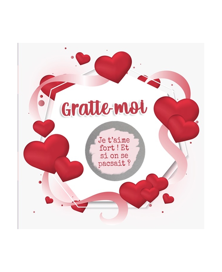Mini-carte à gratter pour les amoureux à personnaliser. carte saint valentin. carte amour. carte pacs. carte sexy amour