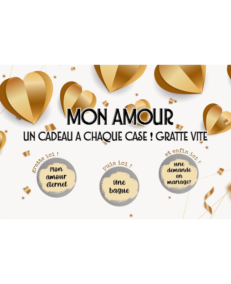 Carte à gratter amoureux, saint valentin. carte gratter saint valentin