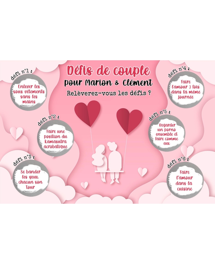 jeu couple. jeu sexy. jeu coquin. défis de couple