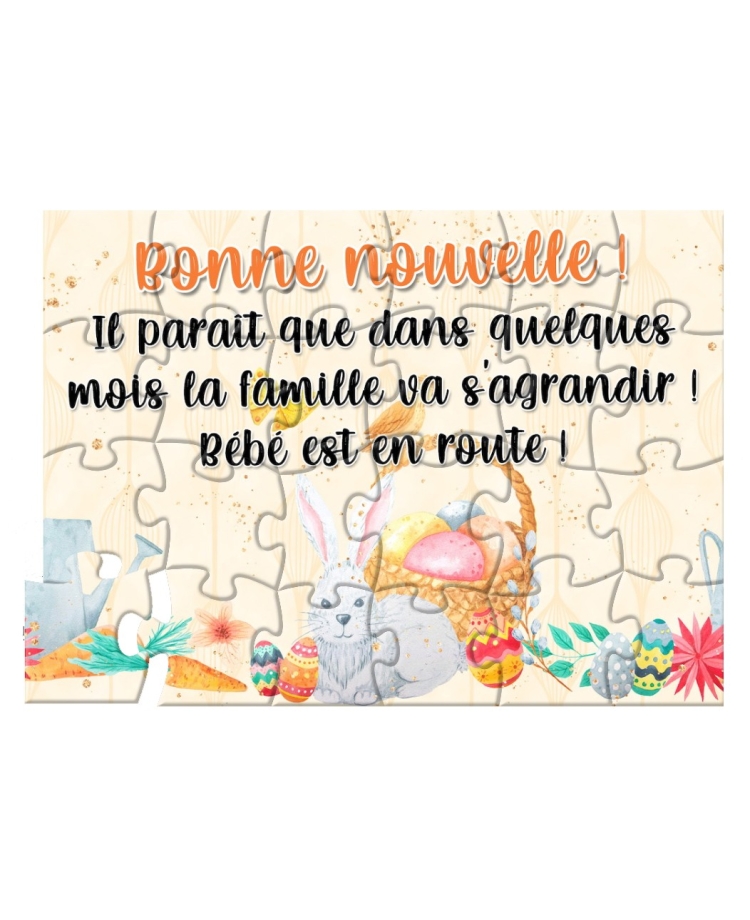 Puzzle spécial Pâques pour annoncer une bonne nouvelle