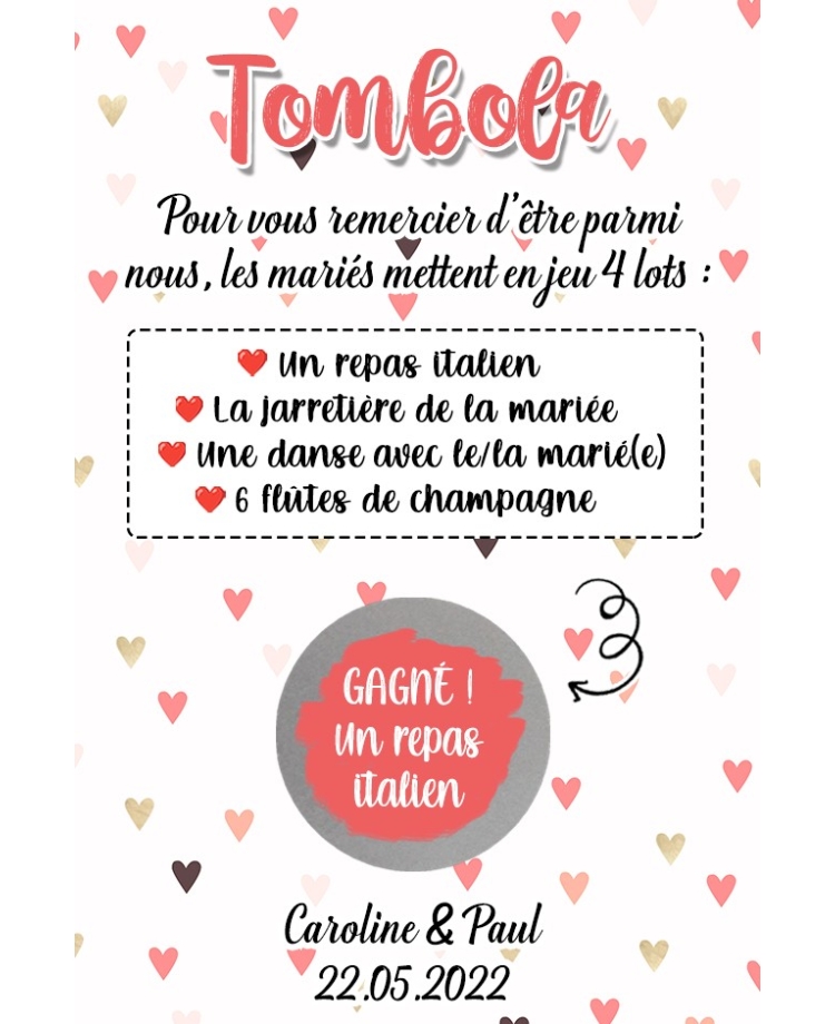 animation mariage originale. tombola mariage. jeu mariage. jeu mariés