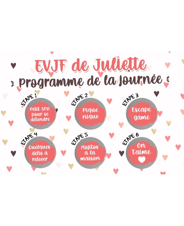 EVJF original, carte programme journée