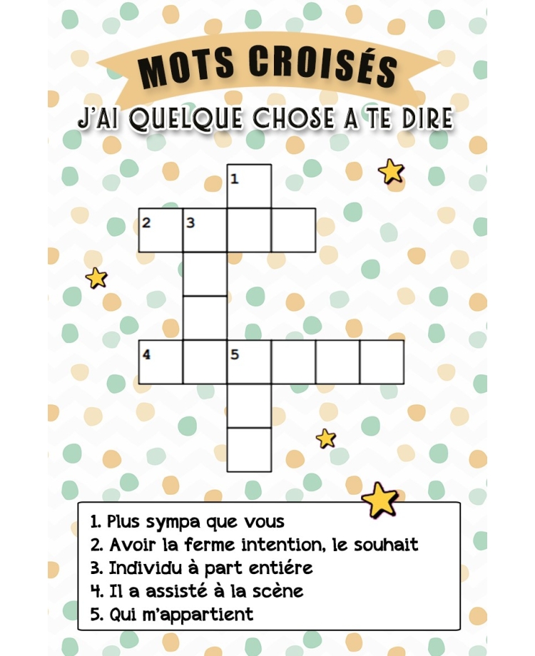 Carte mots croisés pour demande de témoin. demande témoin original. cadeau témoin. témoin décoder