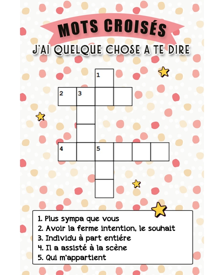 Carte mots croisés pour demande de témoin. demande témoin original. cadeau témoin. témoin décoder