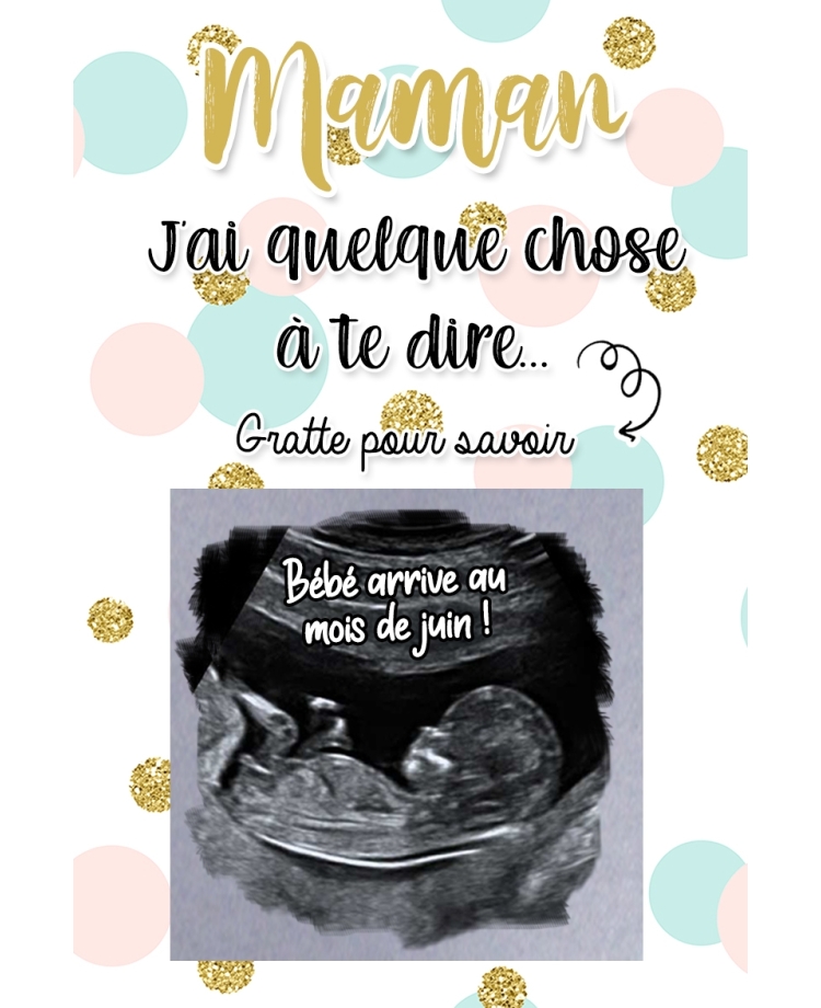 annonce grossesse. carte gratter grossesse. carte échographie. annonce grossesse originale